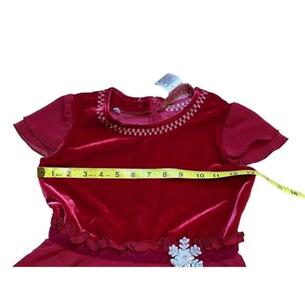 American Girl Red Velvet & Mesh Dress With Snowflake Detail Size 7 - Picture 5 of 7